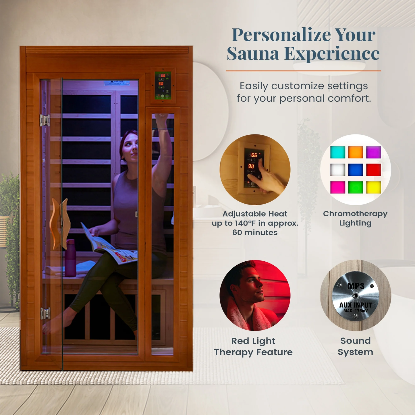 Barcelona 1 to 2 Person Low EMF FAR Infrared Home Sauna