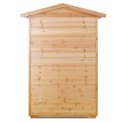 Two Person Far Infrared Old Fir Outdoor Sauna Room with Bluetooth and LED Lighting