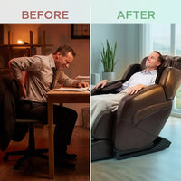Jin Espresso Synthetic Leather SL Track Massage Chair — Before & After