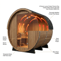 Outdoor Barrel Sauna Built for Year-Round Use, Finnish Thermo Pine, Harvia Heater, Half View Window — How It Works