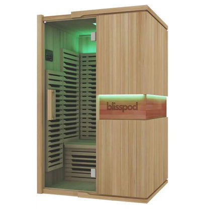 Blisspod | Milano | Full Spectrum Sauna | Canadian Hemlock Wood | Ultra Low EMF | 5 Far Infrared & 1 Red Glass Heater | Chromotherapy | Upto 2 Person